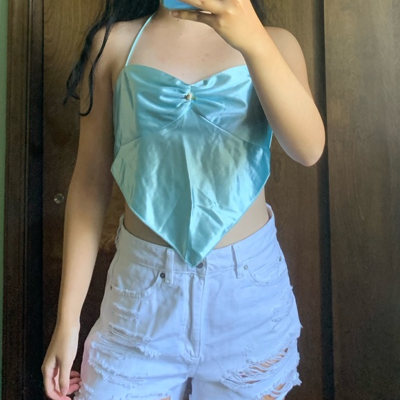 Satin Cinched Halter Scarf Top - Picture 4 of 4